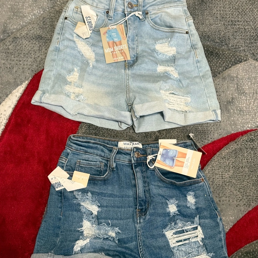 Wax Jean Blue Distressed Jean Shorts